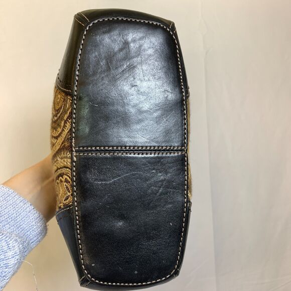 Vintage Fossil Forever Paisley Tapestry Purse Leather Accents Boho Y2K - Picture 8 of 16